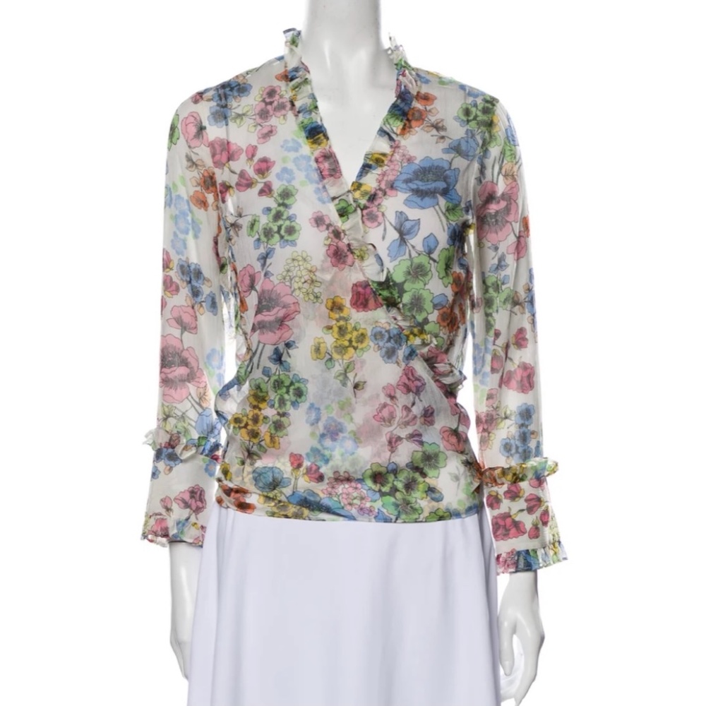ALEXIS Floral Print V-Neck Blouse